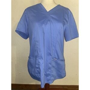 Ciel Blue Cherokee Scrubs Workwear Revolution V Neck Top Size Large